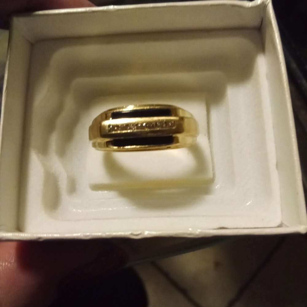 14k yellow gold men's ring solid dia n onyx